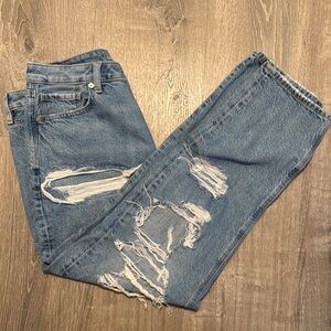 American Eagle Outfitters High Rise Blue Jeans Distressed